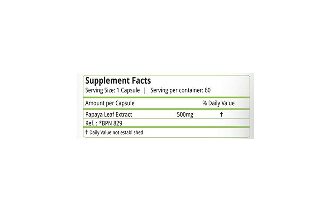 Nature's Velvet Papaya Leaf Pure Extract   Bottle  60 pcs